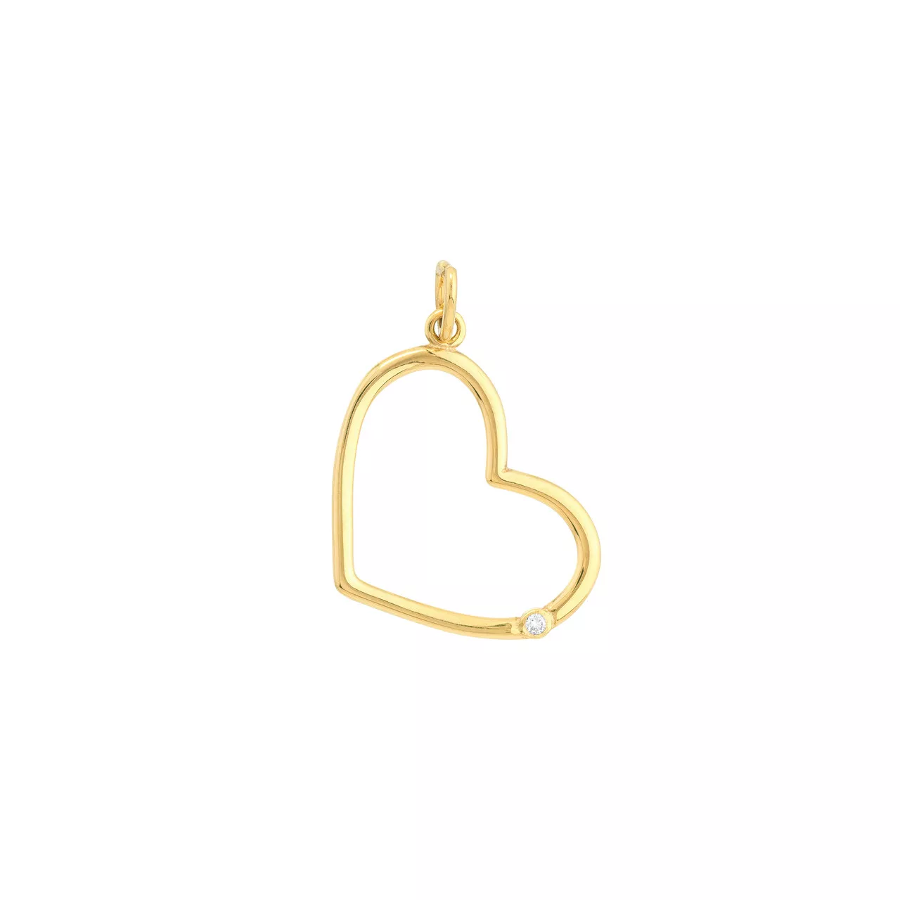 Tilted Open Heart Pendant with 1pt Diamond