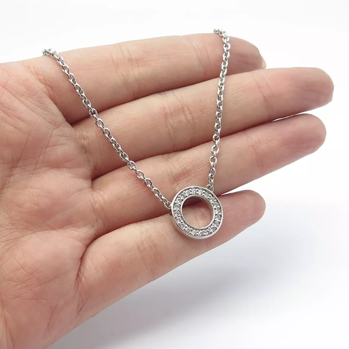 TISENTO 925 Sterling Silver C Z Circle of Life Rolo Chain Necklace 16