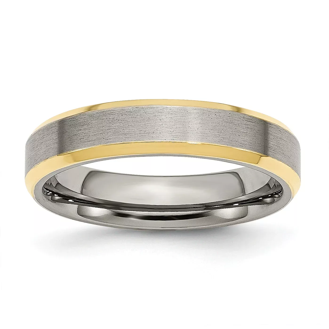 Titanium Gold-Tone 5mm Unisex Engravable Beveled Wedding Band