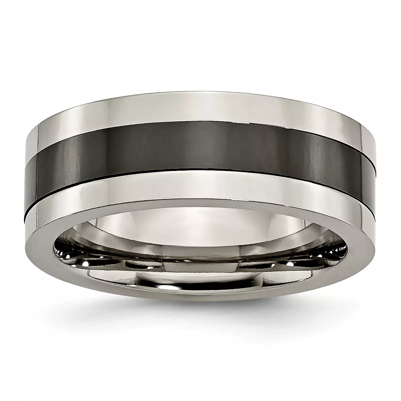 Titanium Unisex Wedding Band with Black Ceramic Center