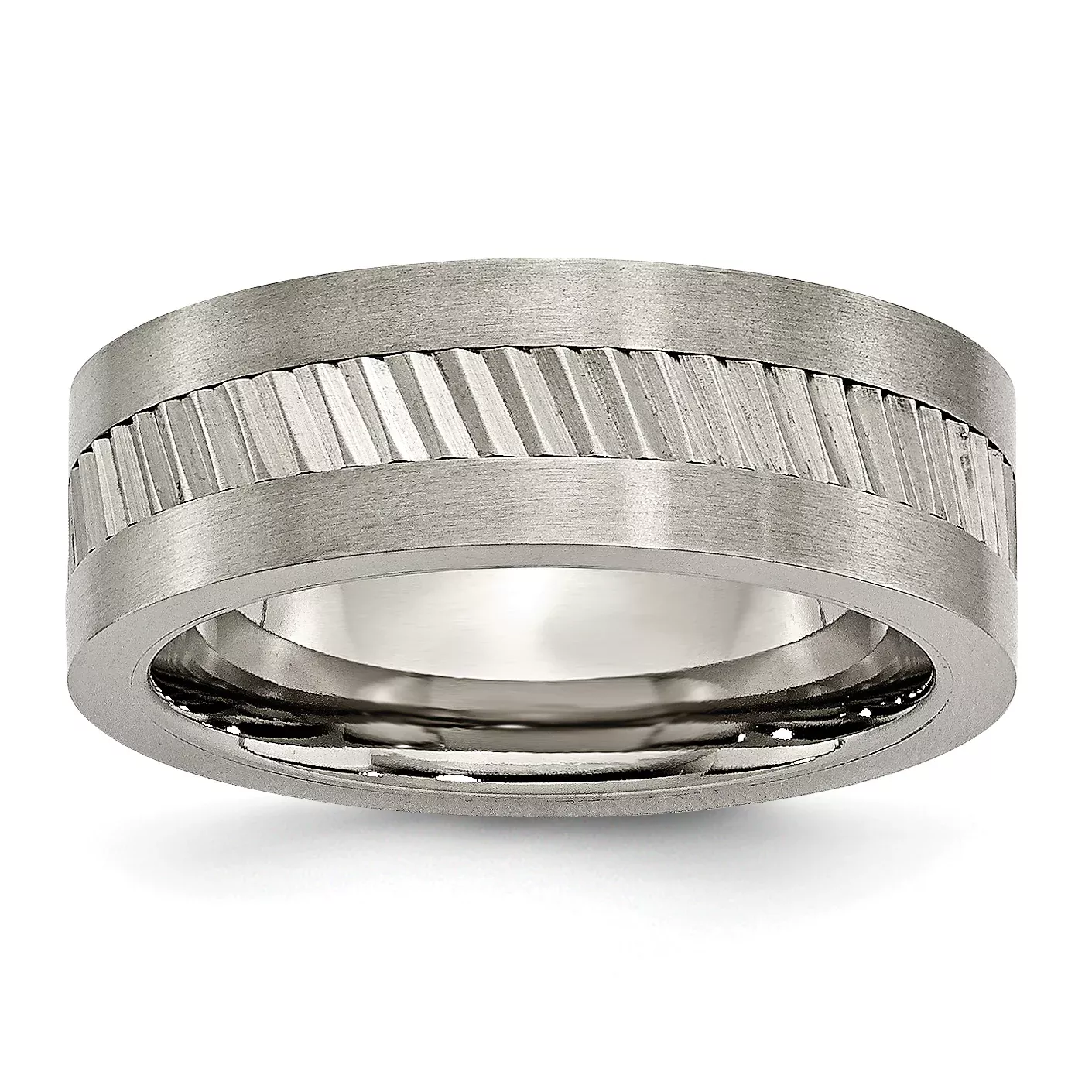Titanium Unisex Wedding Band with Sawtooth Design and Engravable Feature