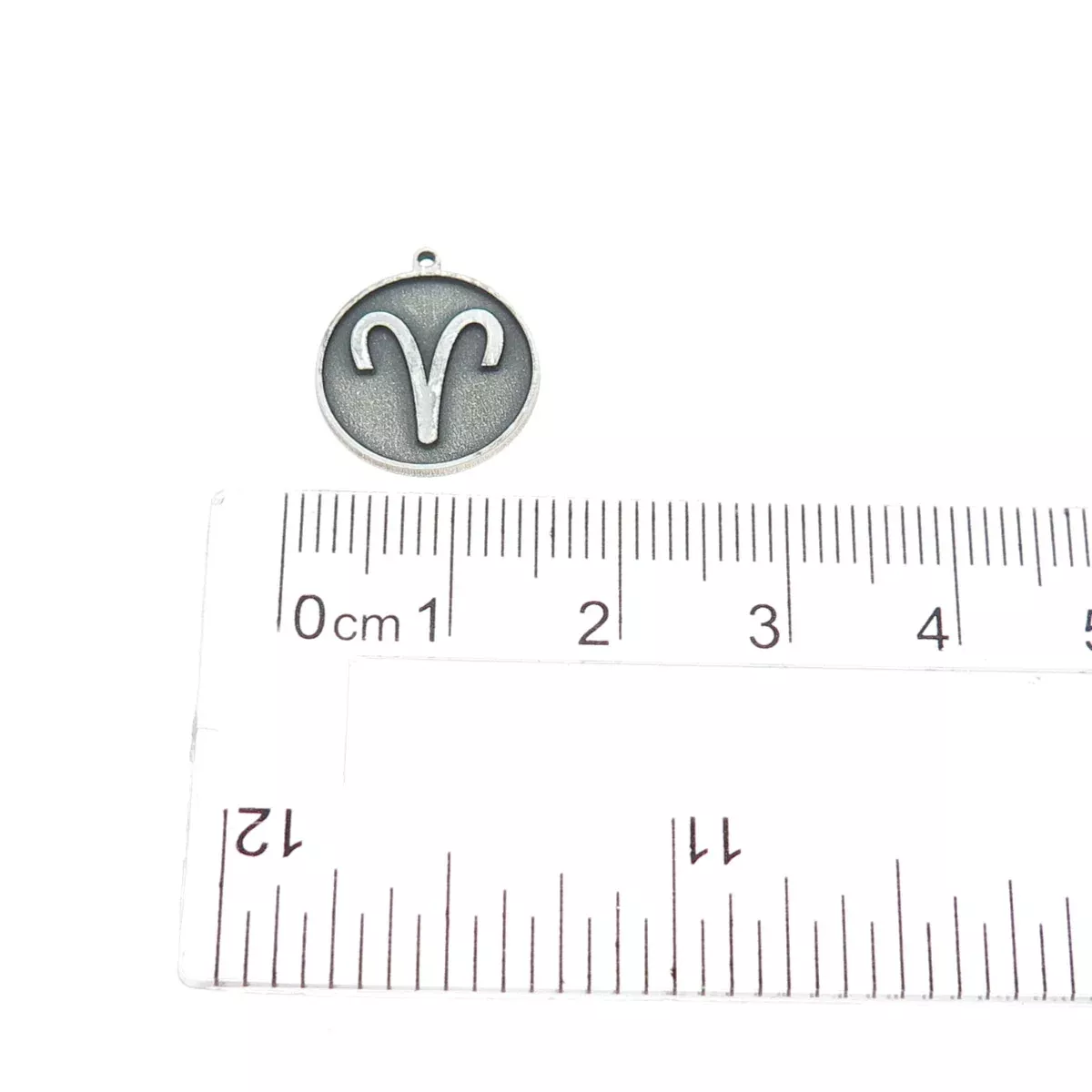 TOKEMOTI 925 Sterling Silver Aries Zodiac Sign Oxidized Minimalist Charm Pendant