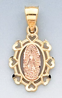 Tri Color 23mm Diamond Cut Oval Shape Our Lady Of Guadalup