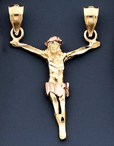 Tri Color 40mm Diamond Cut Crucifixion Charm