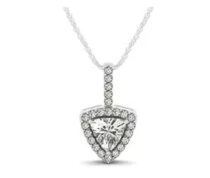 Trillion Cut Diamond Halo Pendant 1 /2 Carat Total Weight