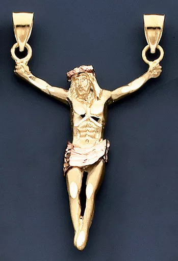 Two Color 59.6mm Diamond Cut Crucifixion Charm