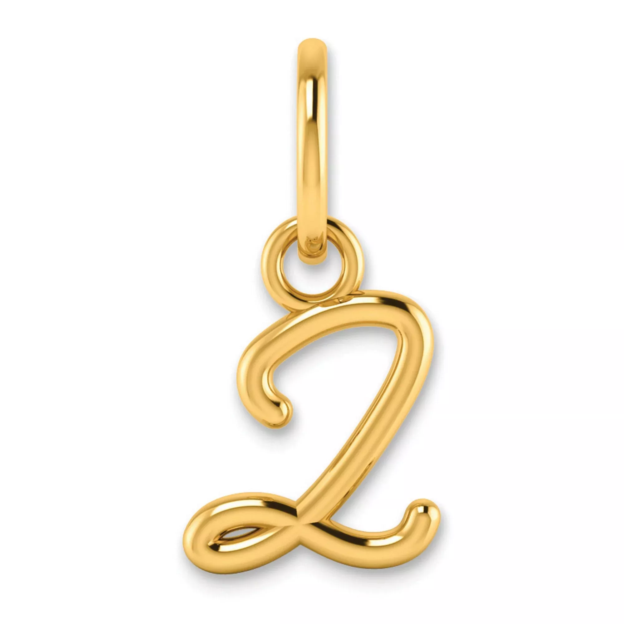 Upper case Letter Z Initial Charm Pendant in Real 14k Yellow Gold