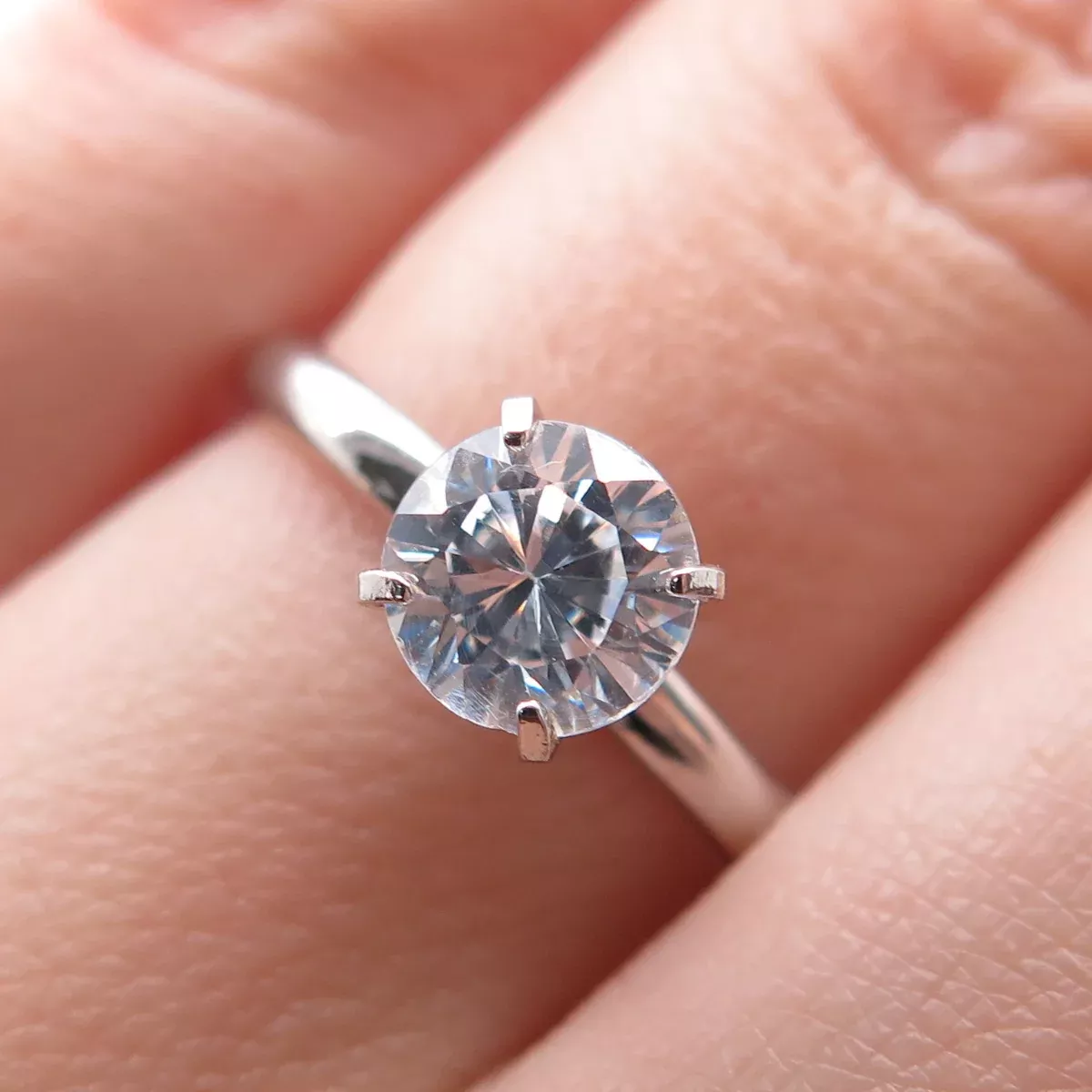 VARGAS & LIND 925 Sterling Silver Antique Art Deco C Z Engagement Ring Size 7