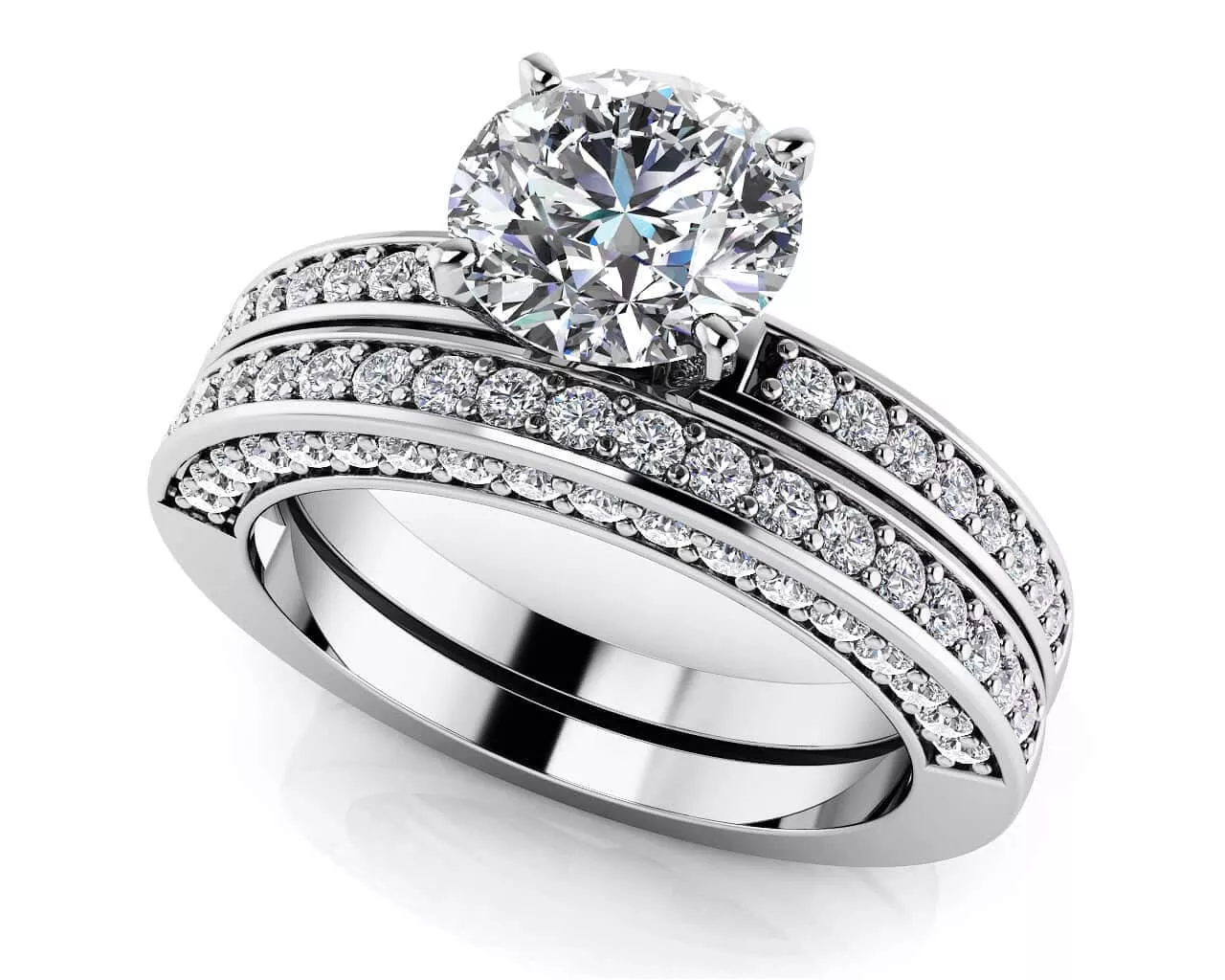 Vintage Look Bridal Set Ring 1.68 Carat Total Weight