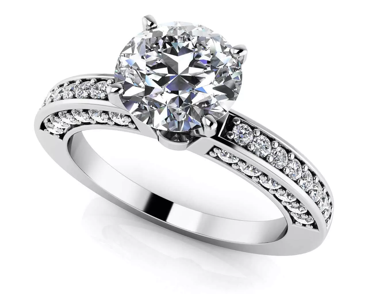 Vintage Look Side stone Engagement Ring 1.5 Carat Total Weight