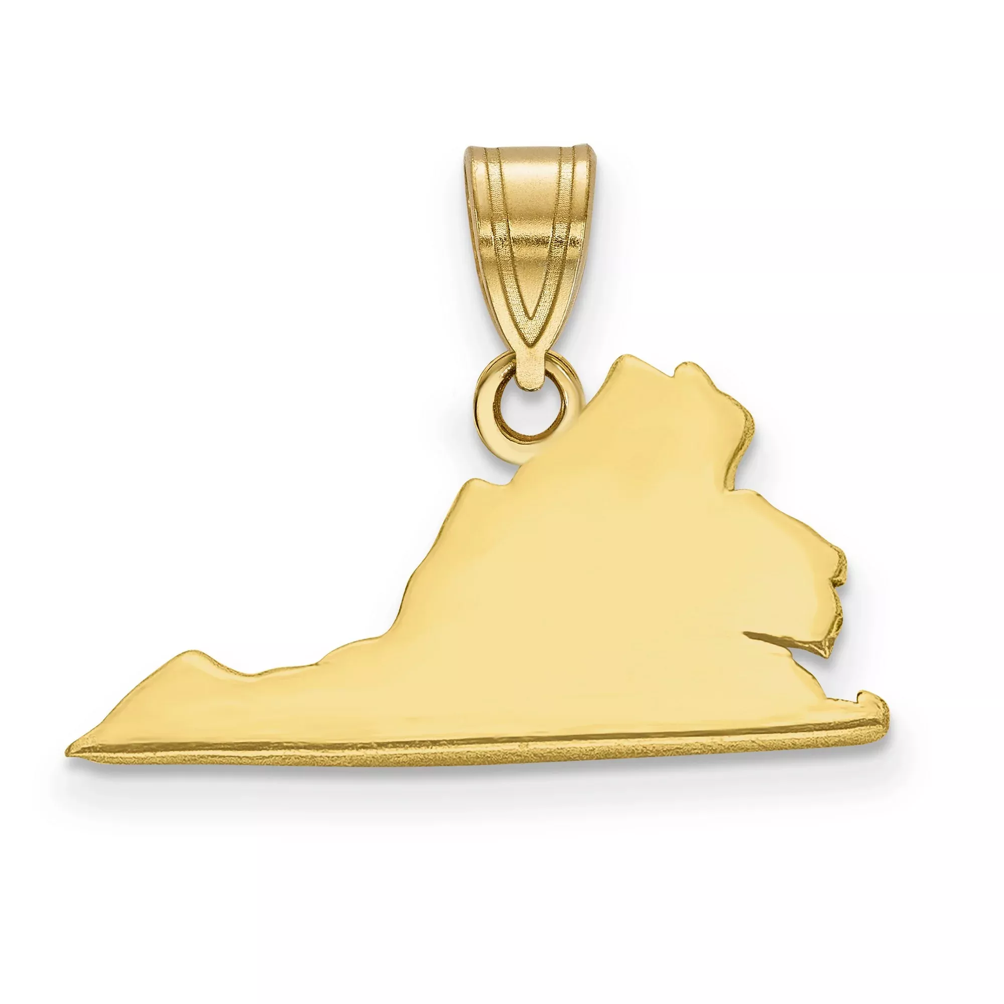 Virginia State Charm Pendant in Real 14k Yellow Gold