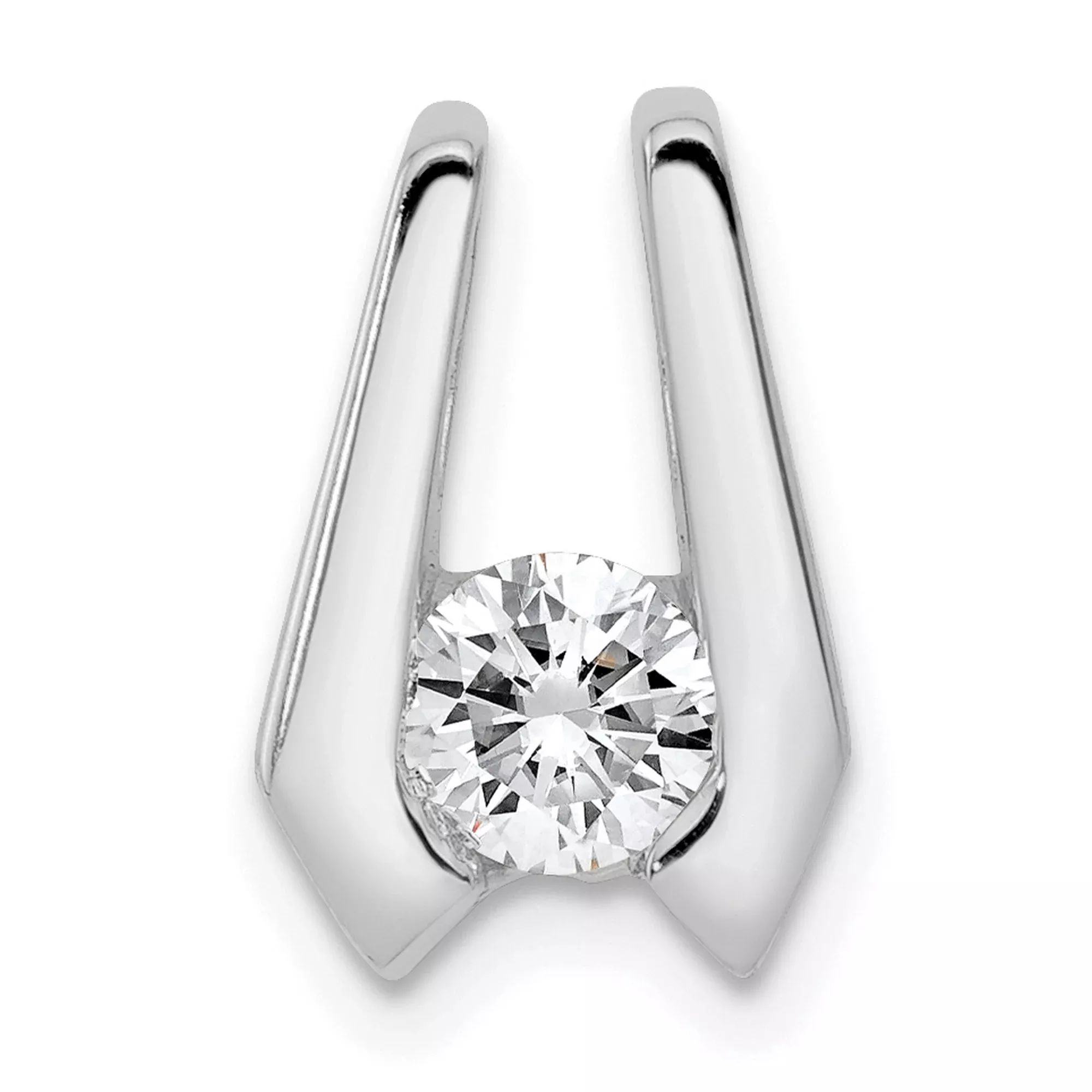 VS 4.5mm Diamond Slide Charm Pendant in Real 14k White Gold