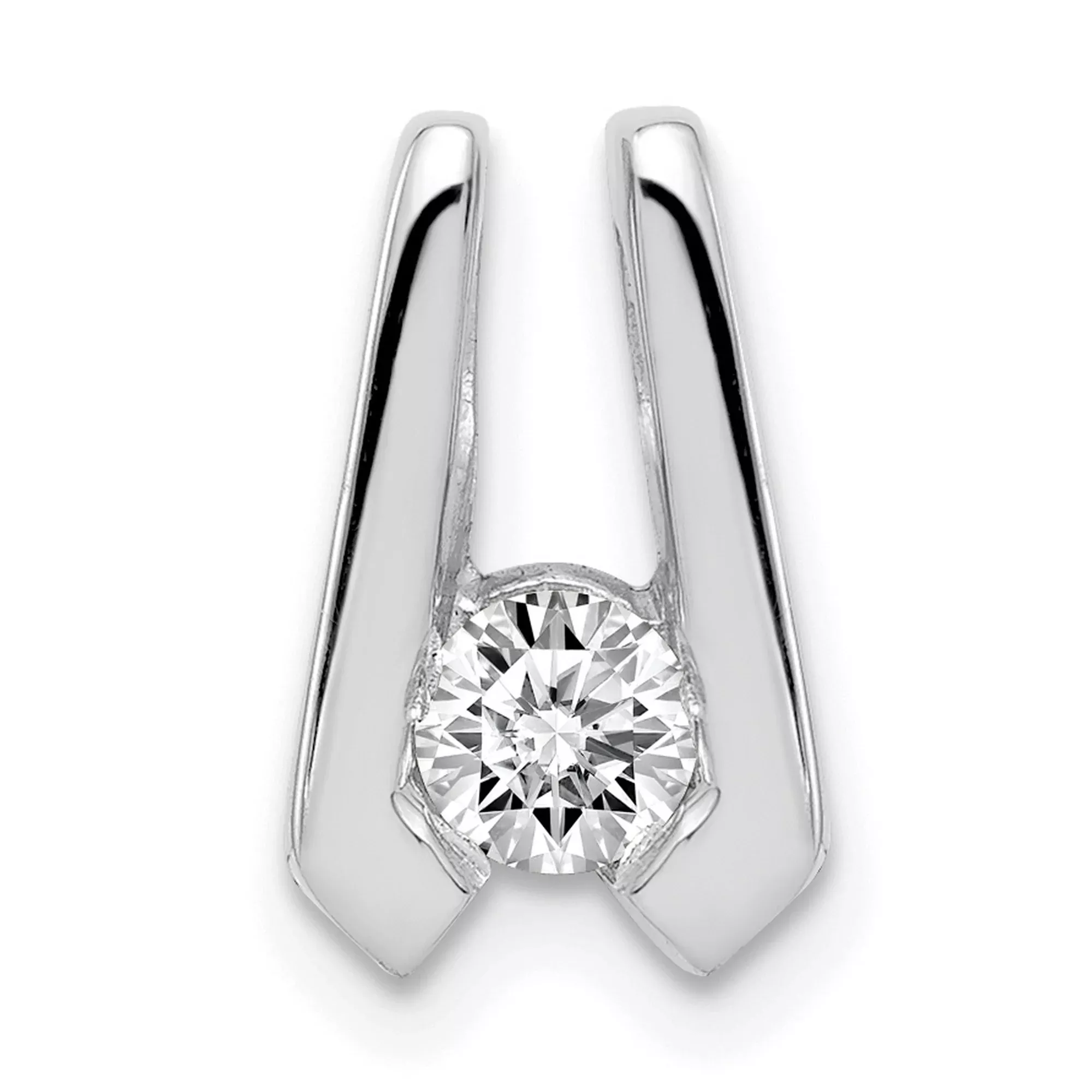 VS 4mm Diamond Slide Charm Pendant in Real 14k White Gold