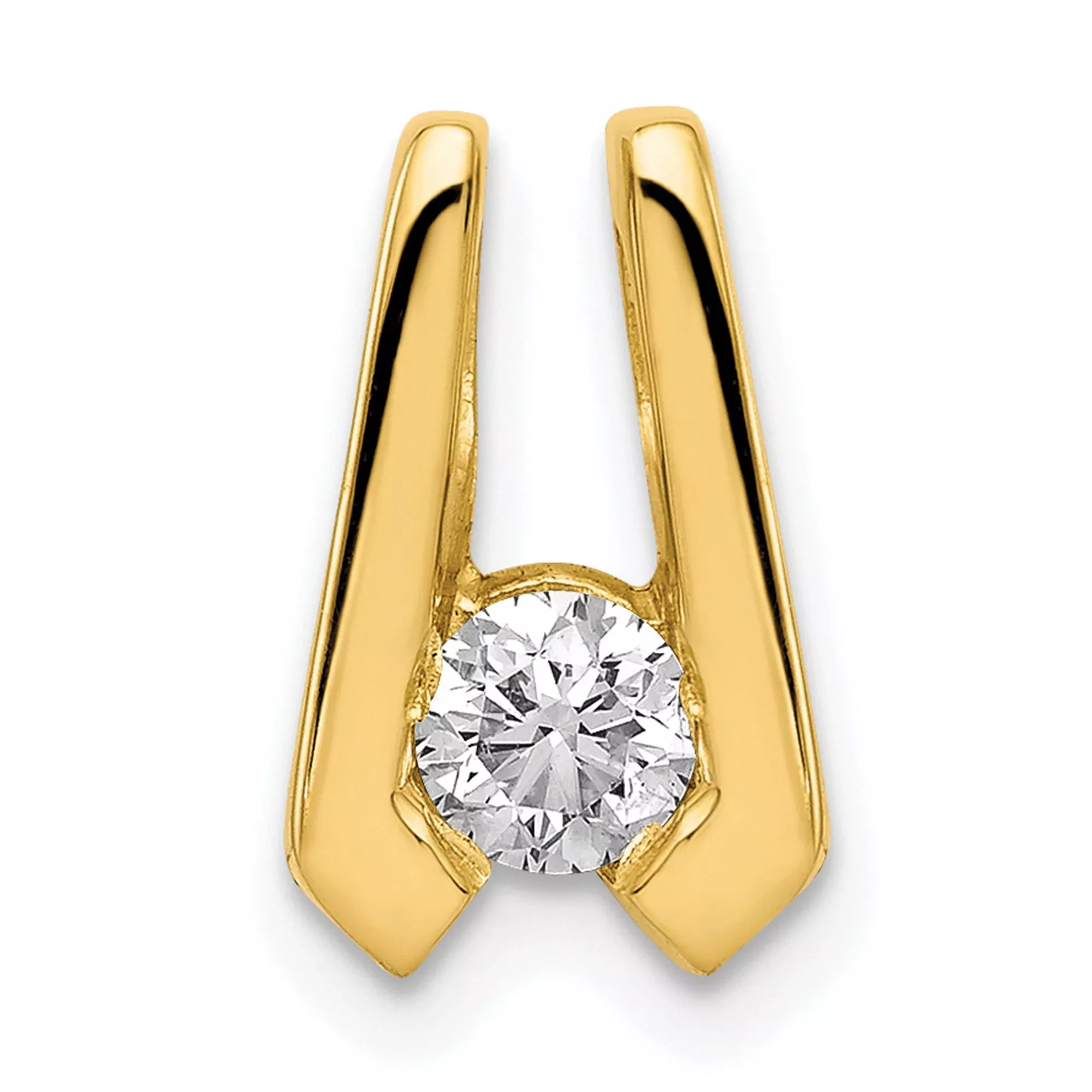 VS 4mm Diamond Slide Charm Pendant in Real 14k Yellow Gold