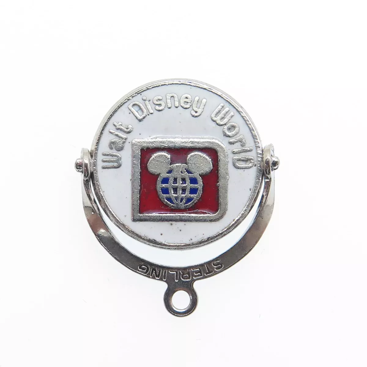 WALT DISNEY Sterling Silver Vintage Enamel Mickey Mouse Reversible Mini Pendant