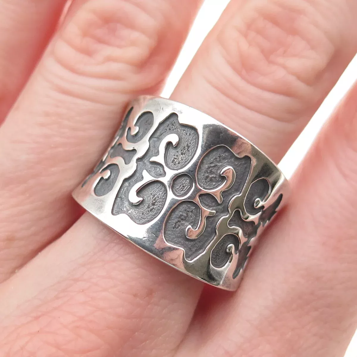 Wayne Etsitty Navajo & SuperSmiths Old Pawn Sterling Vintage Ornate Ring Size 10