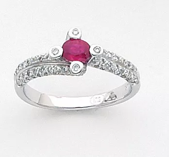 White Gold 0.40ct Ruby Ring Surround It By 0.50ct Diamond