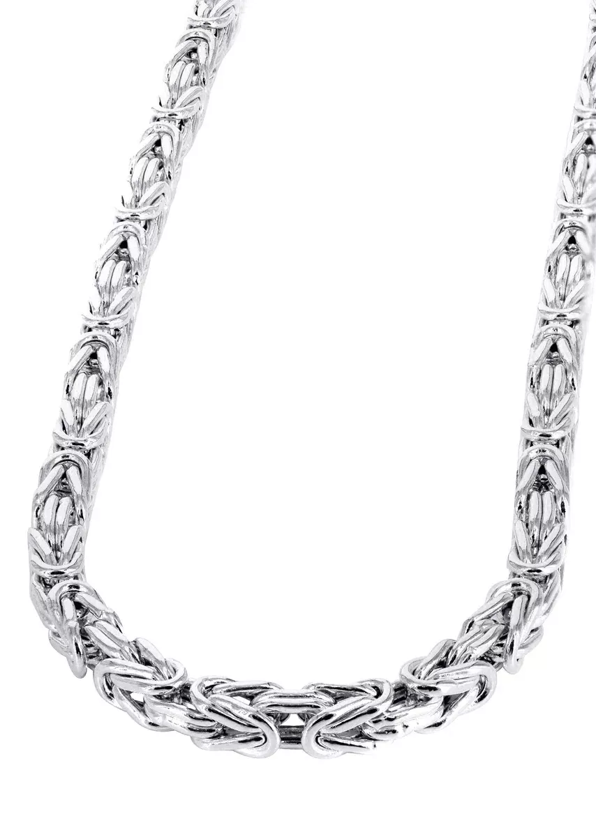 White Gold Chain - Womens Italian Byzantine Chain 10k Gold