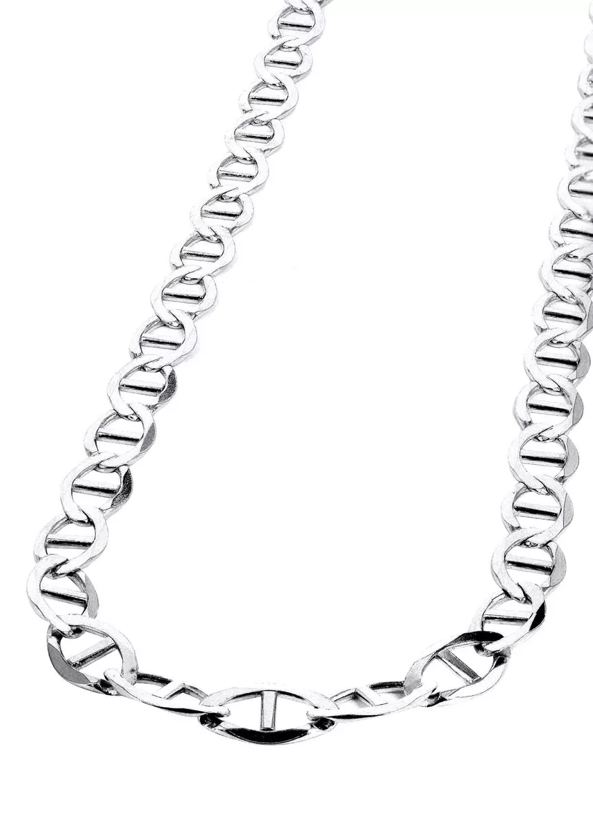 White Gold Chain - Womens Solid Mariner Chain 10K Gold