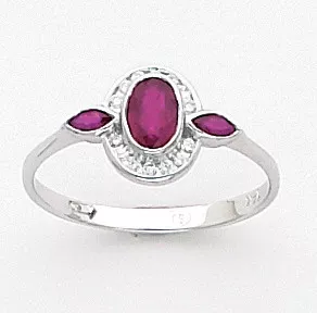 White Gold Ring With Ruby 0.70 Ct And 0.10 Ct Diamond