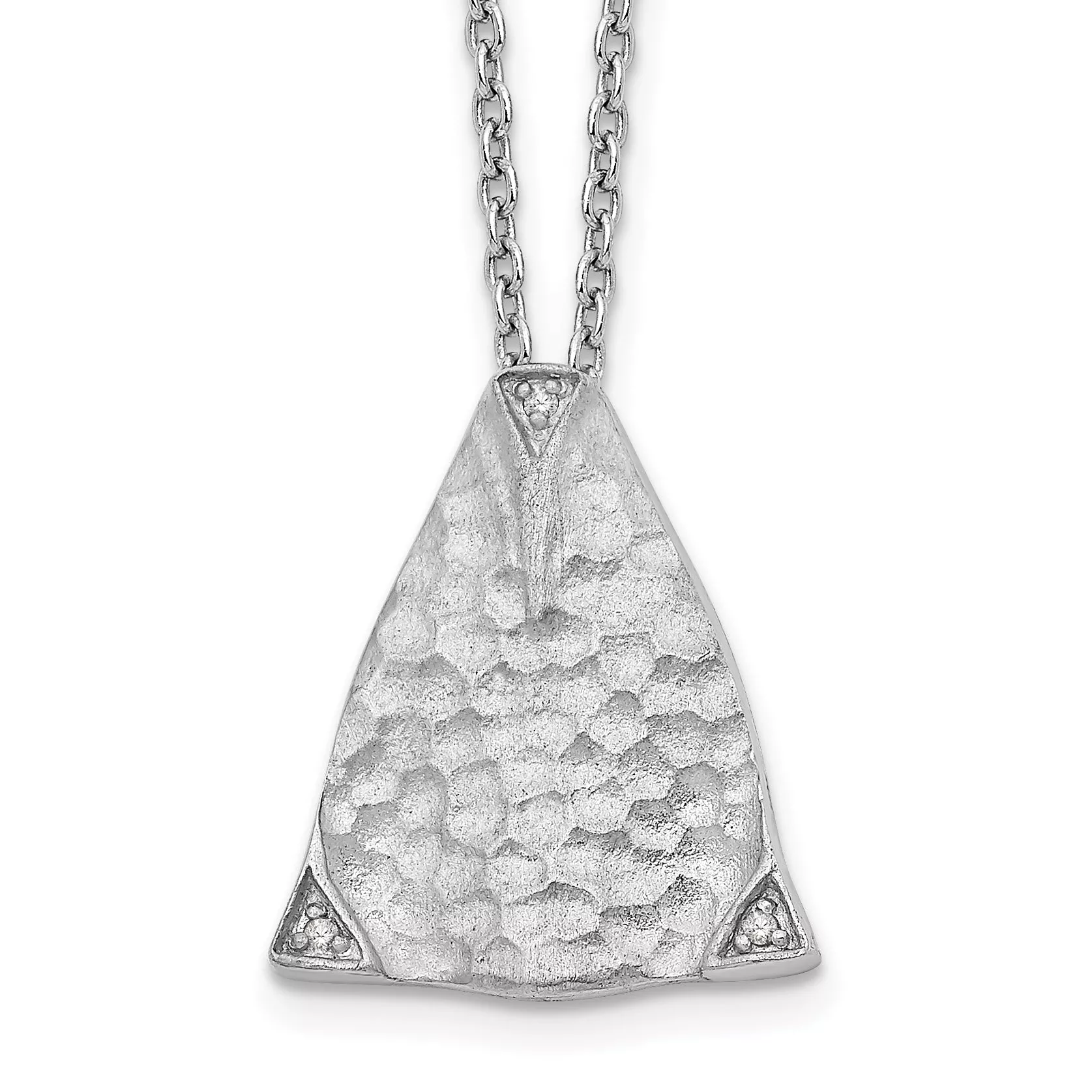 White Ice Sterling Silver Diamond Triangle Necklace with Extender