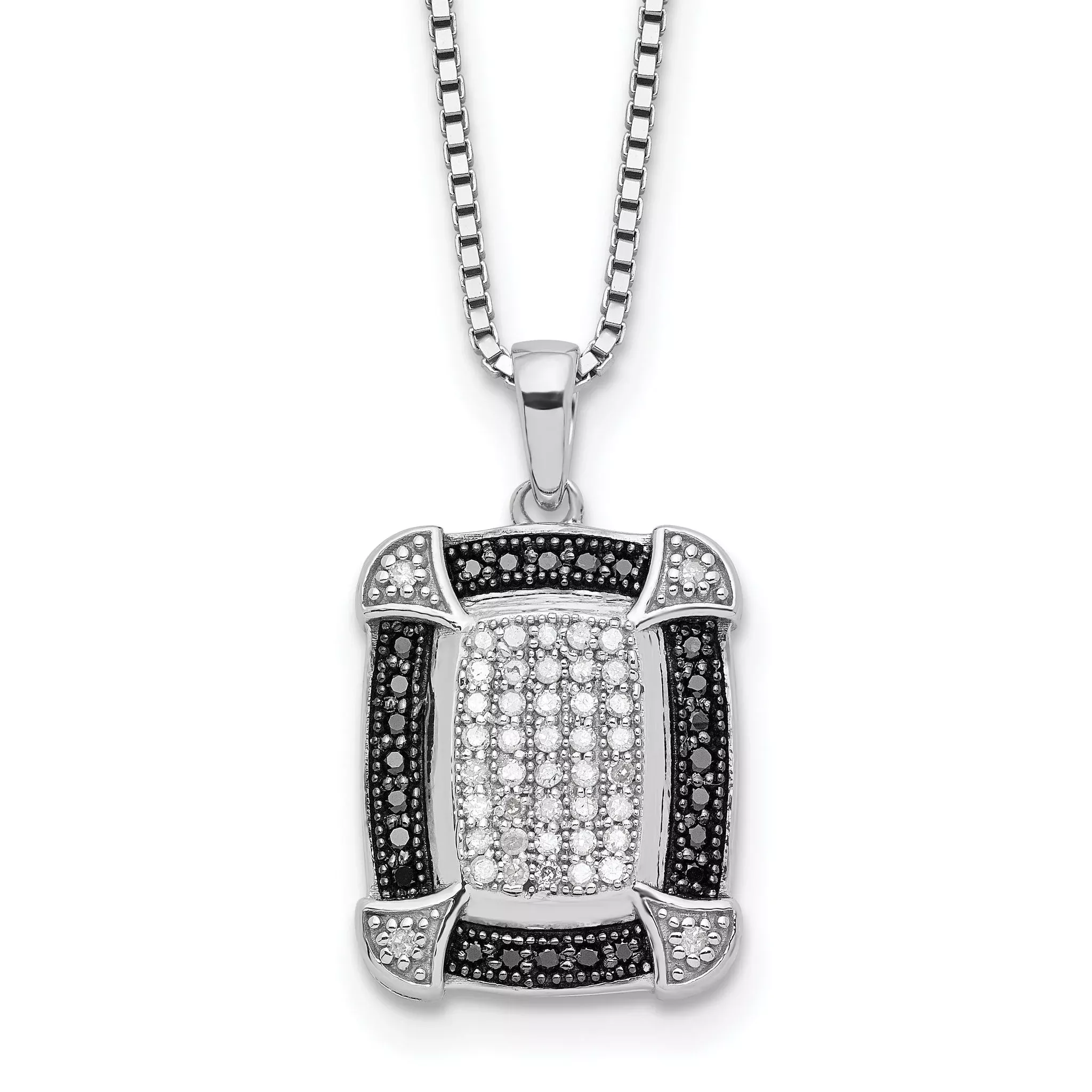 White Night Sterling Silver Rhodium-Plated Diamond Necklace with Extender
