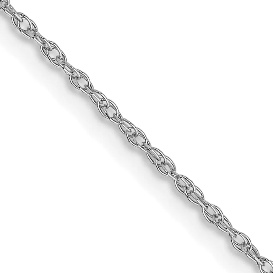 Women's 14K White Gold Solid Carded Chain Necklace 0.7mm