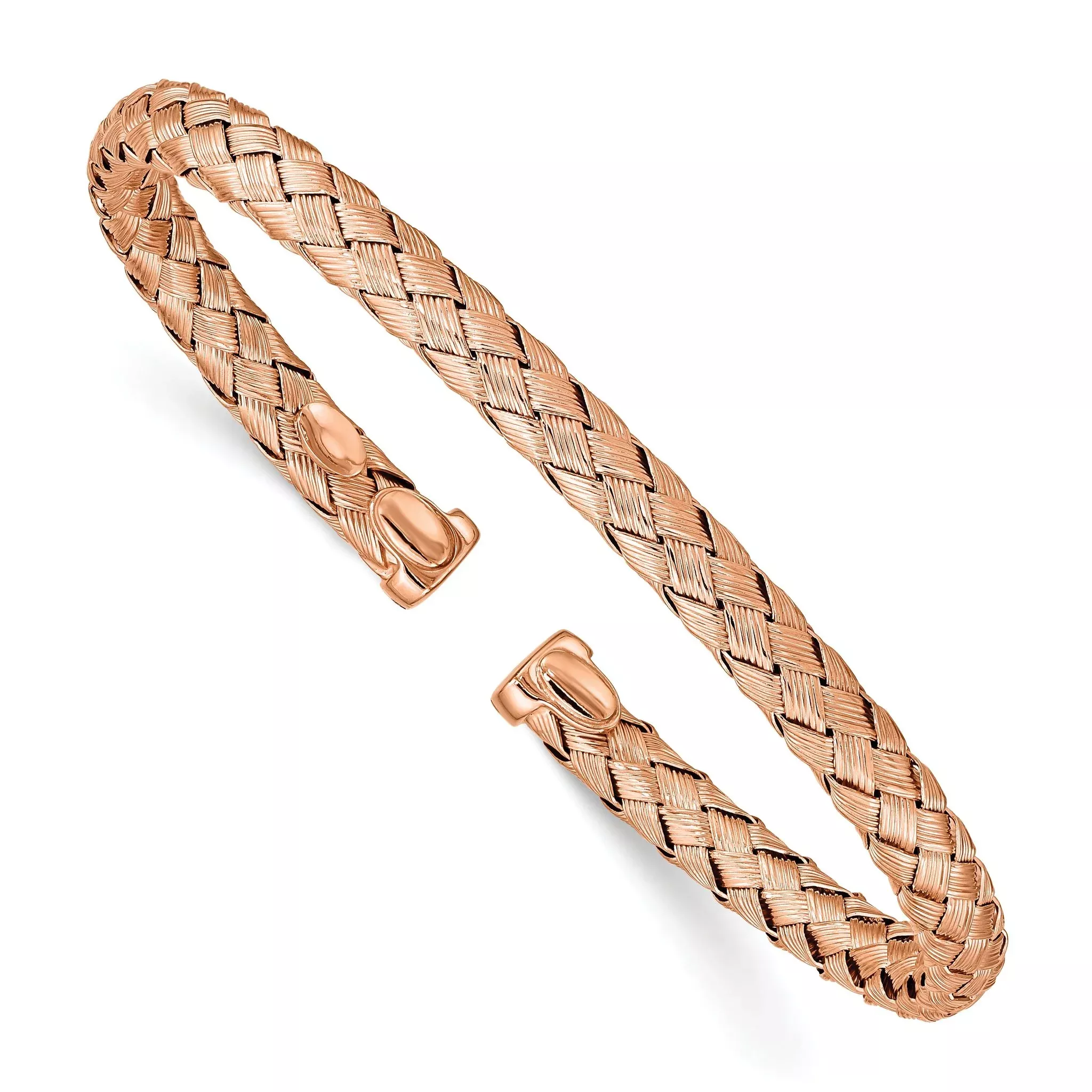 Women's Sterling Silver Rose-Tone Textured Cuff Bracelet by Sophia Jewelers