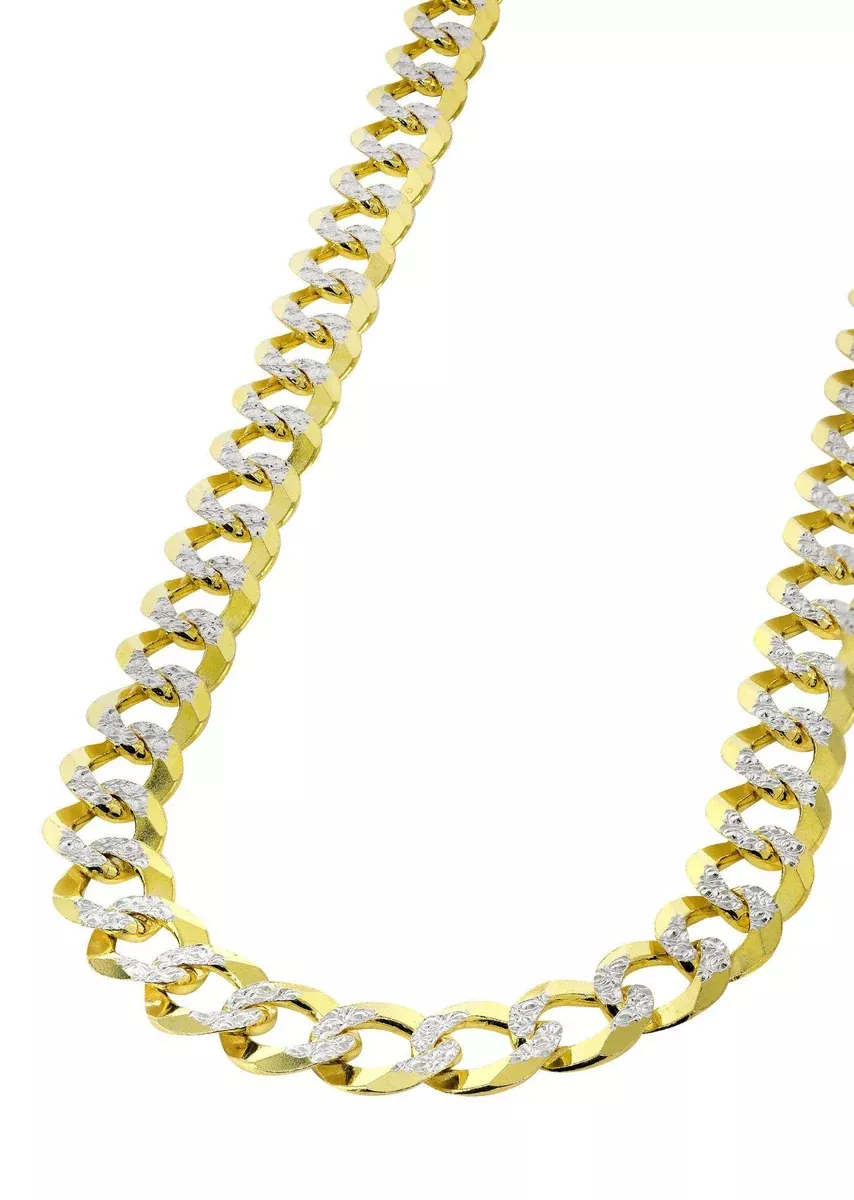 Womens 14K Gold Chain Semi SolidDiamond Cut Cuban Link
