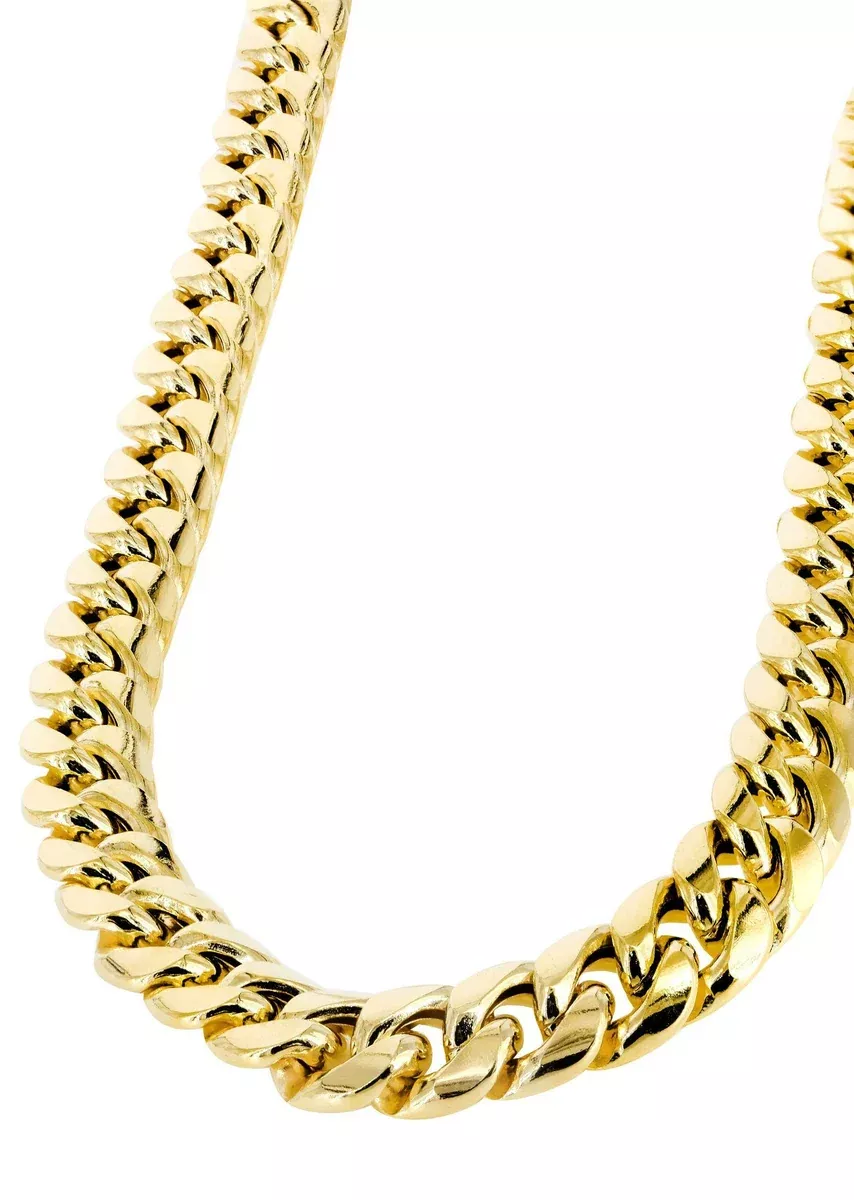 Womens 14K Gold Chain - Semi SolidYellow Miami Cuban Link Chain