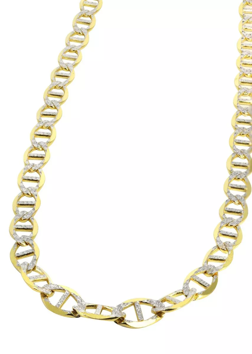 Womens 14K Gold Chain - Solid Diamond Cut Mariner Chain