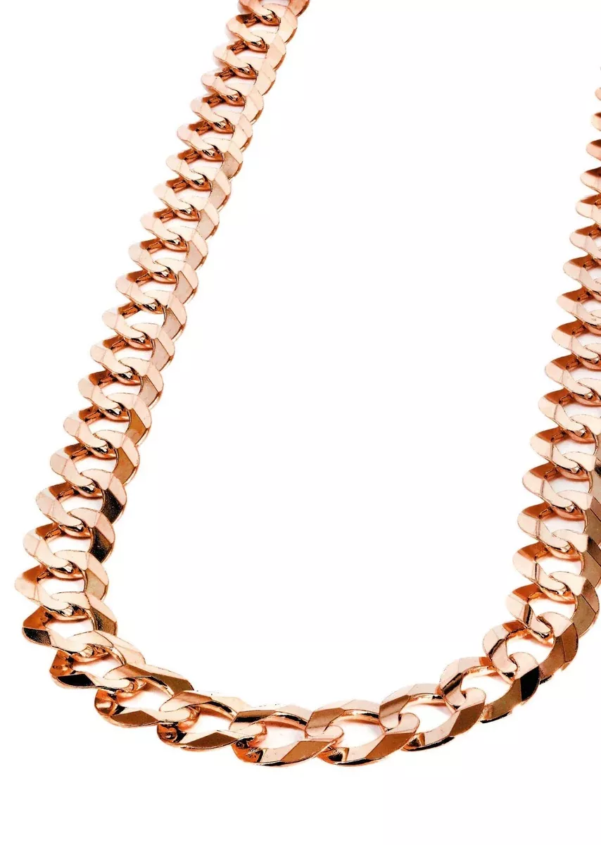 Womens 14K Rose Gold Chain - Solid Cuban Link Chain