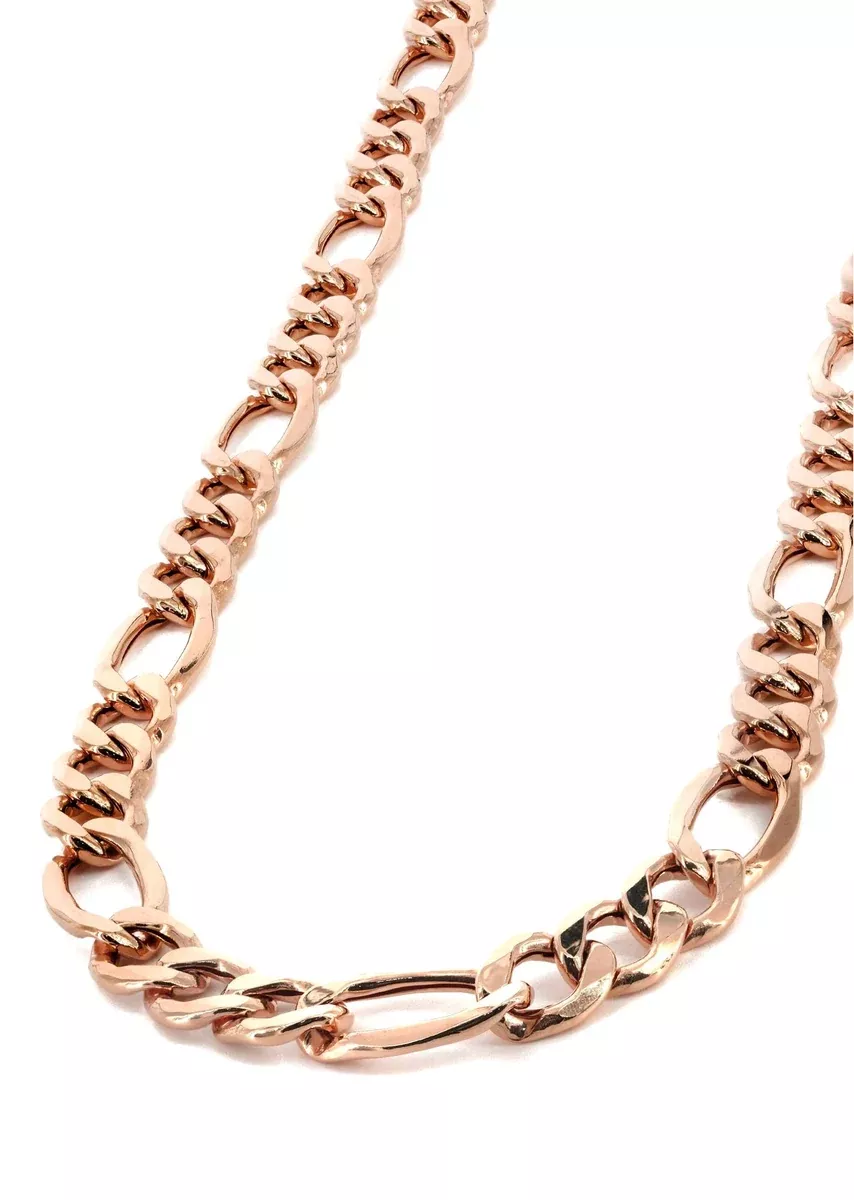 Womens 14K Rose Gold Chain - Solid Figaro Chain