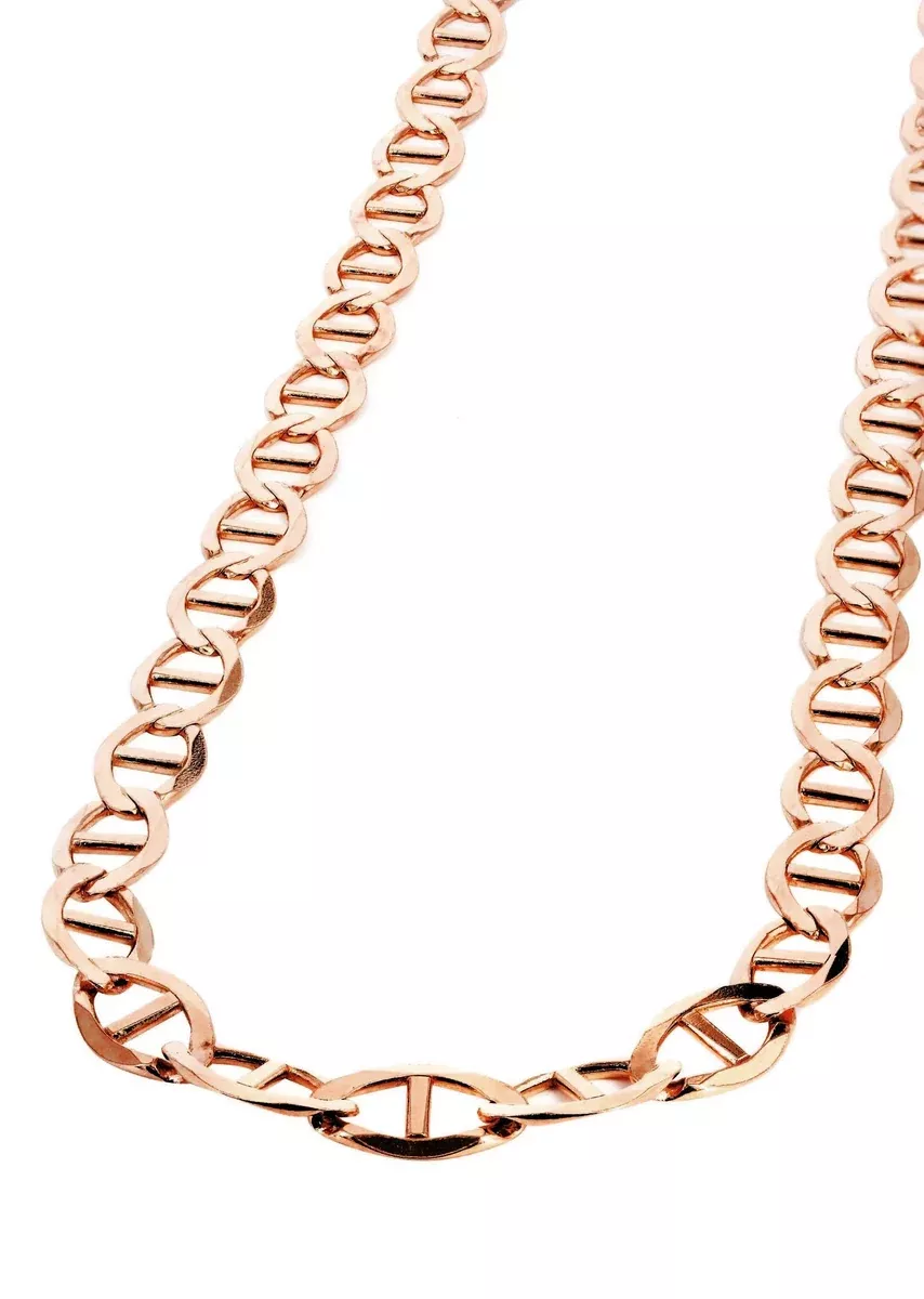 Womens 14K Rose Gold Chain - Solid Mariner Chain