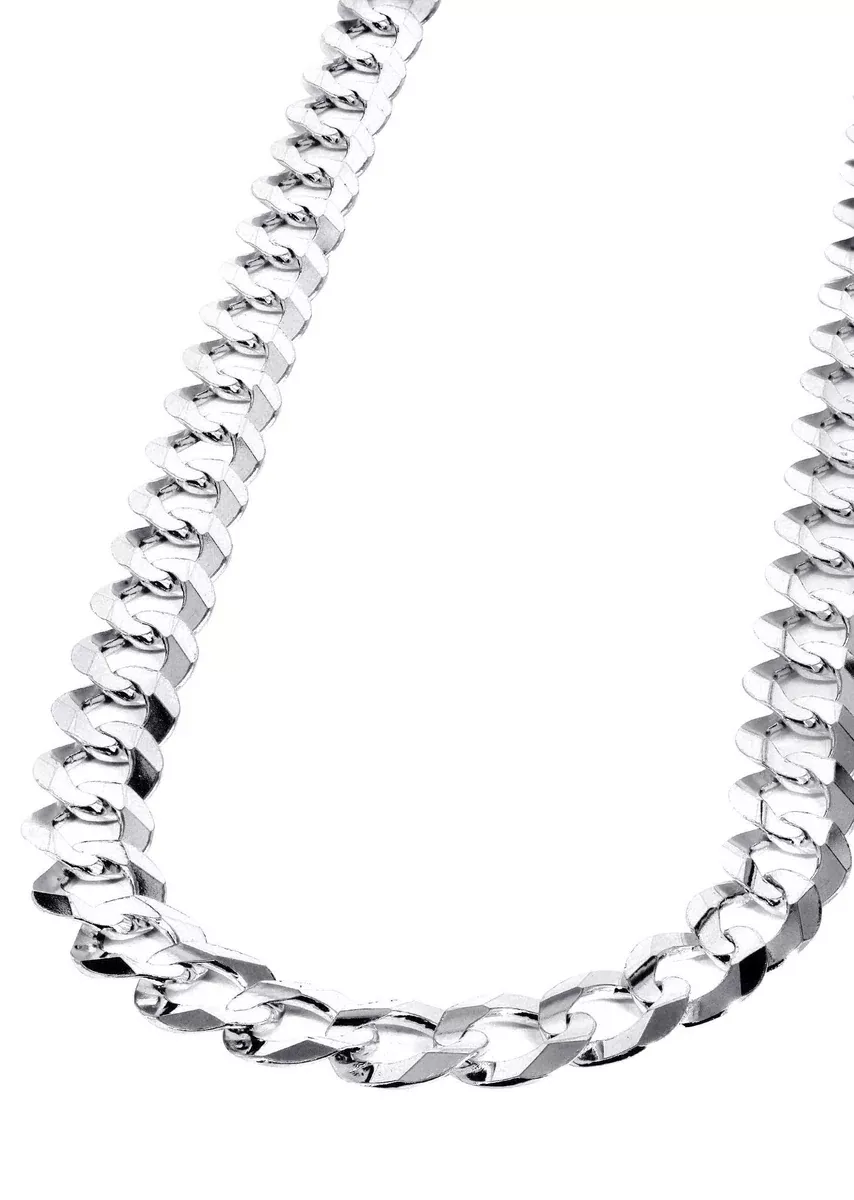 Womens White Gold Chain - Solid Cuban Link 10K Gold