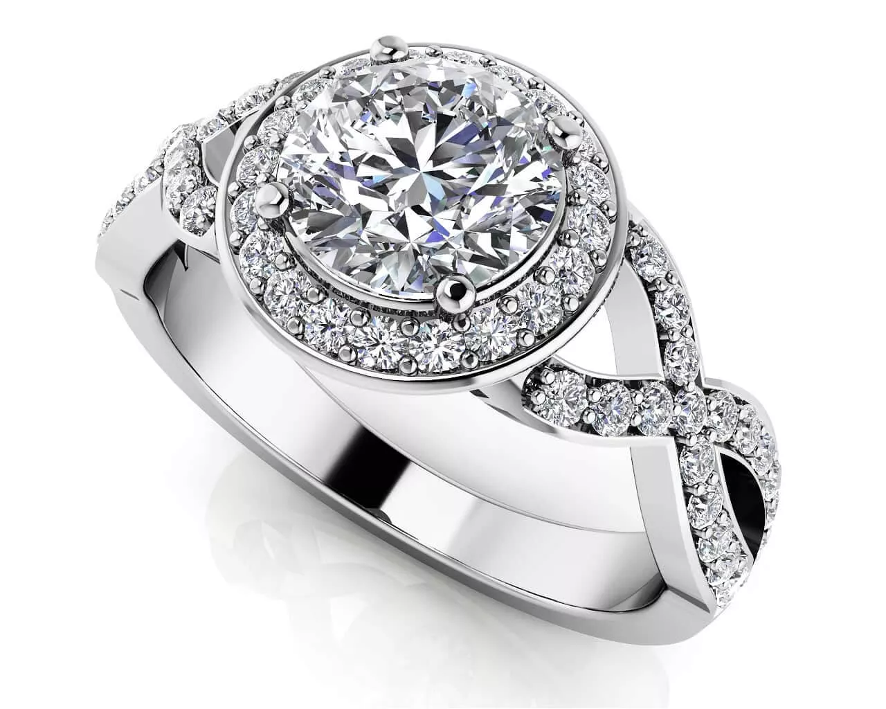 Woven Dimond Engagement Ring 1.16 Carat Total Weight